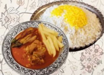 مرق باذنجان باللحم مع أرز