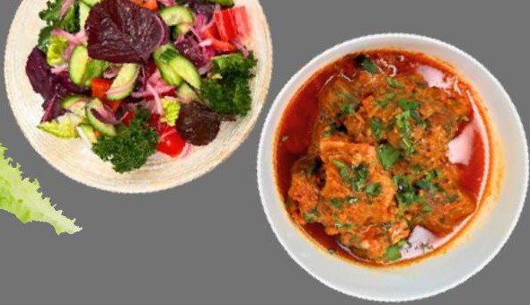 Meat Karahi with Salad